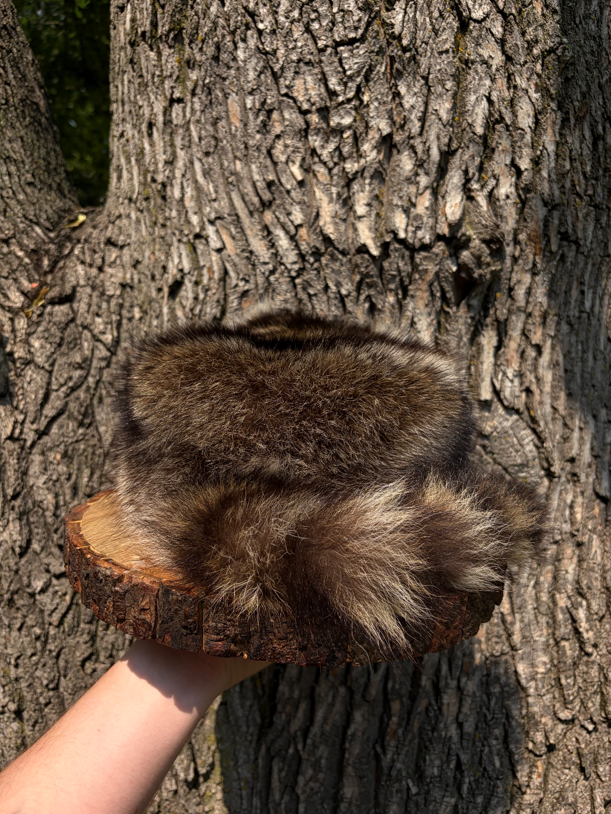 Crockett Style Hat — handmade Racoon fur piece